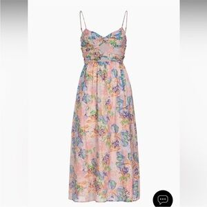 NEW ASTR Emine Pastel Pink Blue Floral Cutout Midi Dress Slit‎ XL Revolve